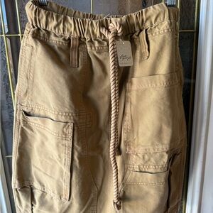 FREE  PEOPLE Cargo Skirt with Drawstring Waist, tobacco brown ! Sz XS NWT